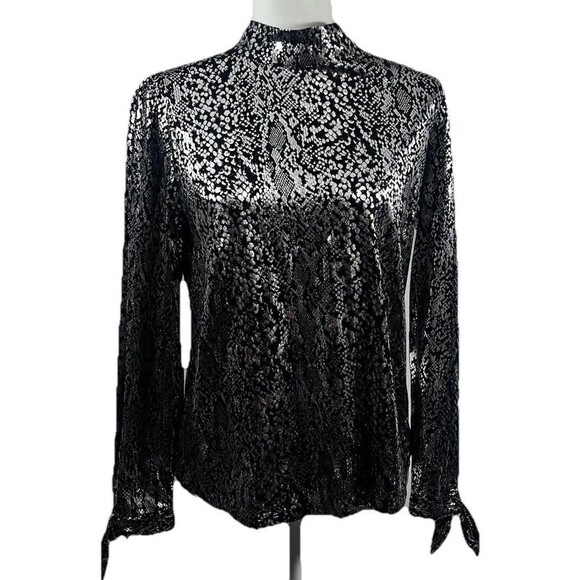 Michael Kors Python Print Shine Top Blouse Size Large City Holiday Career - Picture 2 of 10